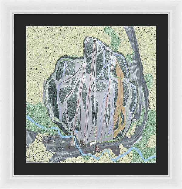 Marquette Mountain Ski Trail Map - Framed Print - Powderaddicts