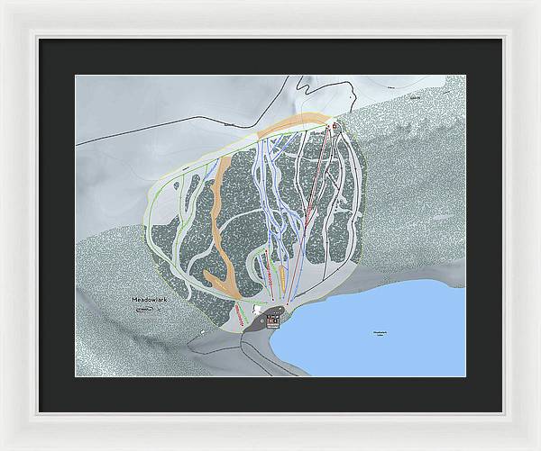 Meadowlark Ski Trail Map - Framed Print - Powderaddicts