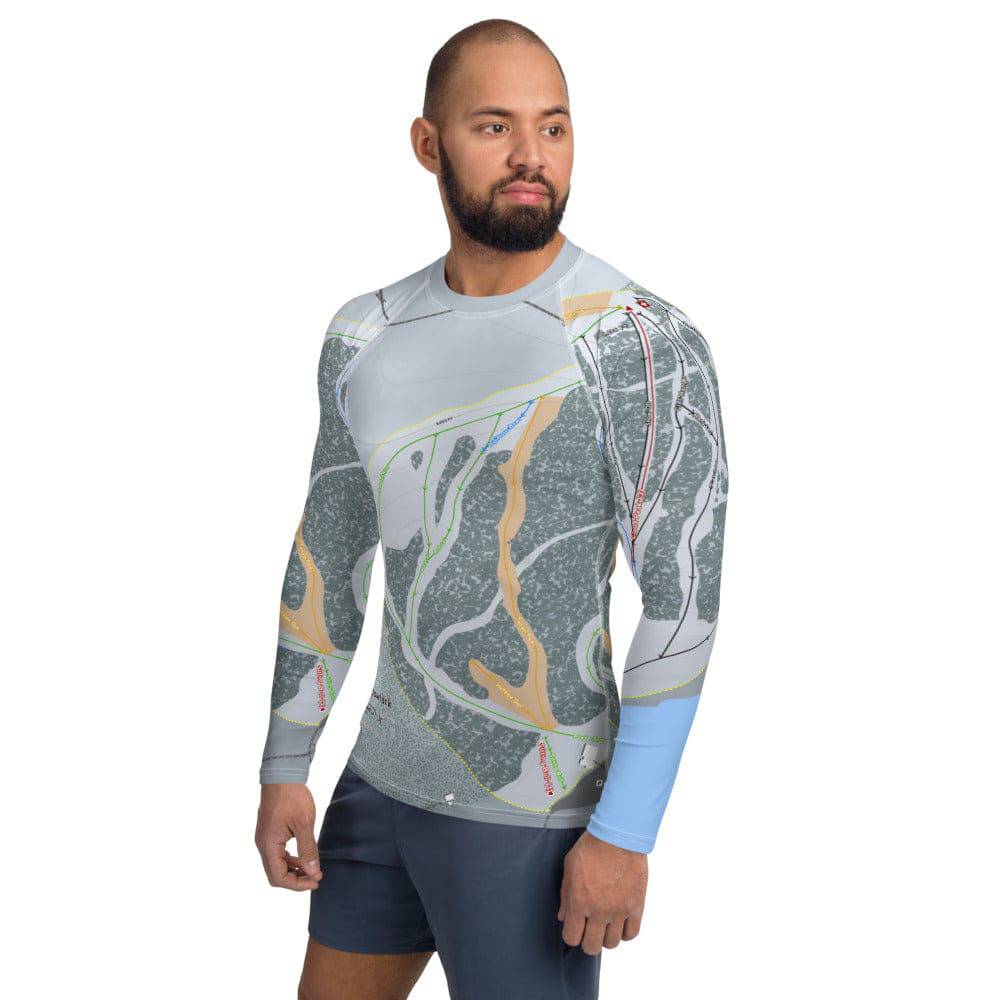 Meadowlark, Wyoming Ski Trail Map Men's Base Layer Top - Powderaddicts