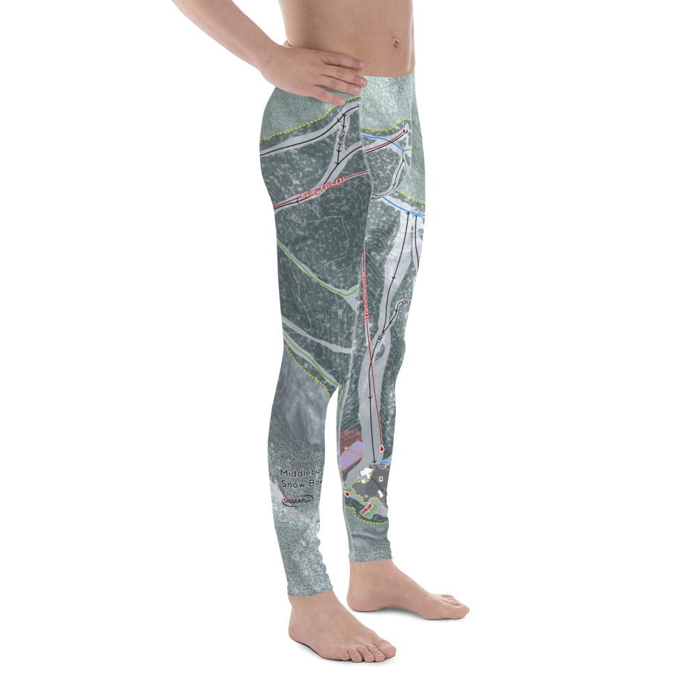 Middle Bury Snow Bowl, Vermont Ski Trail Map Men's Base Layer Bottom - Powderaddicts