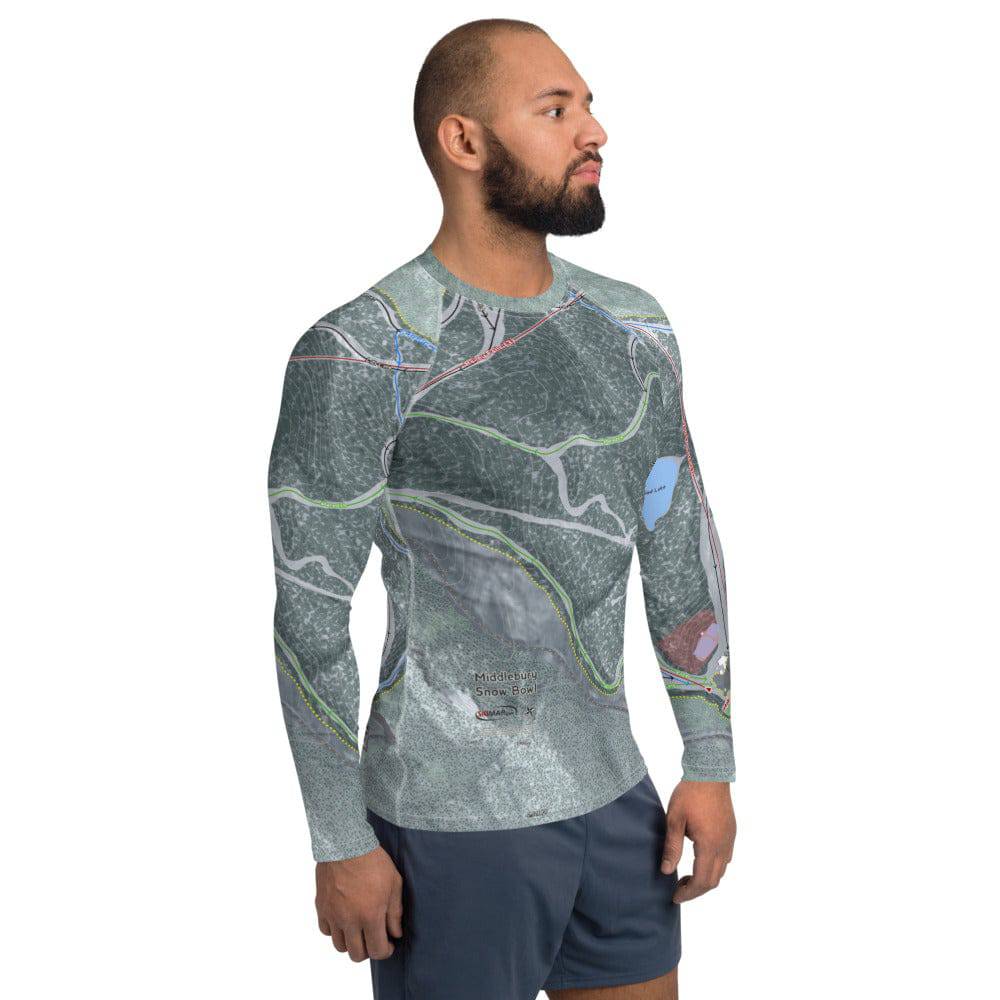 Middle Bury Snow Bowl, Vermont Ski Trail Map Men's Base Layer Top - Powderaddicts