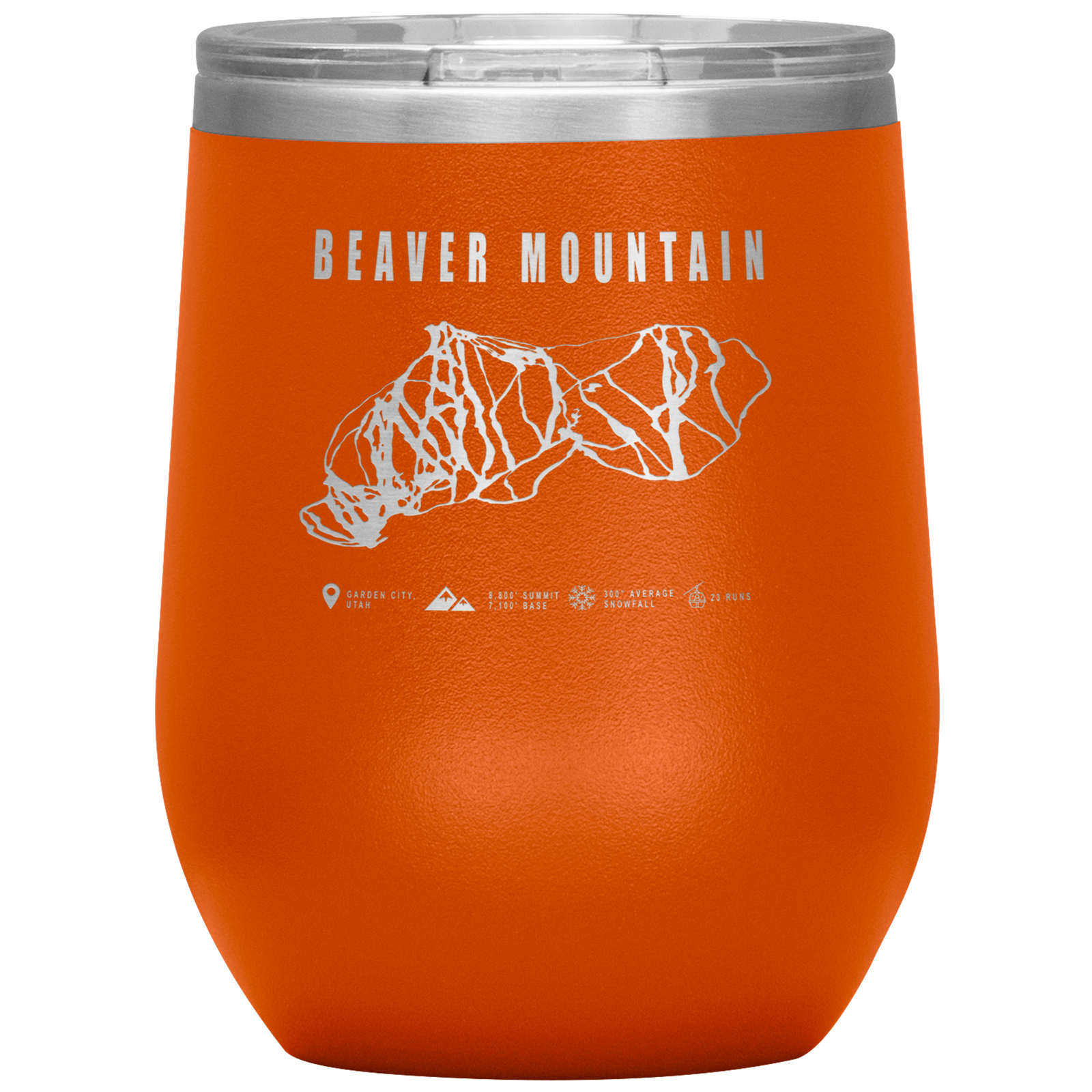 Beaver Mountain,Utah Ski Trail Map Wine 12oz Tumbler - Powderaddicts
