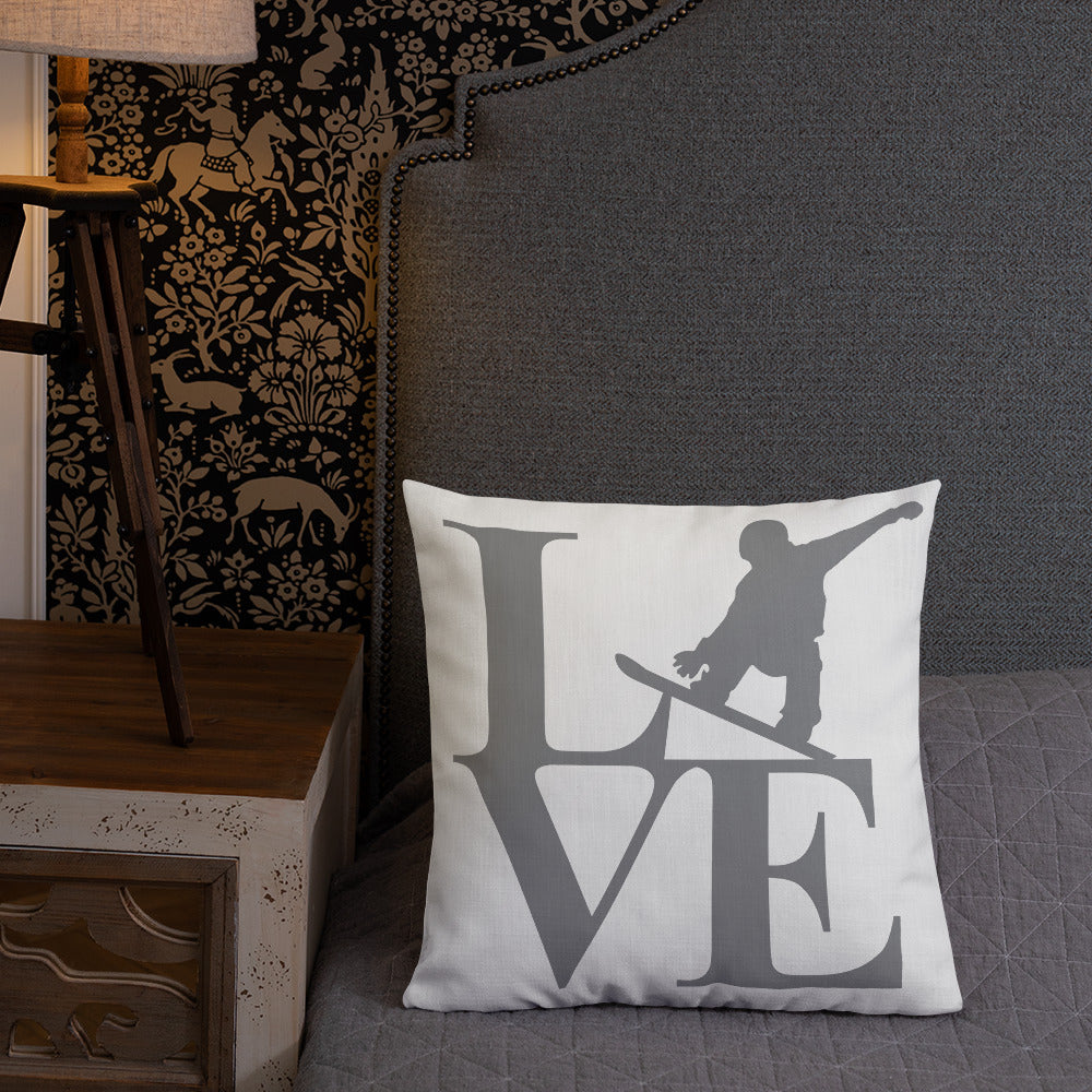 Love Snowboard Premium Pillow - Powderaddicts