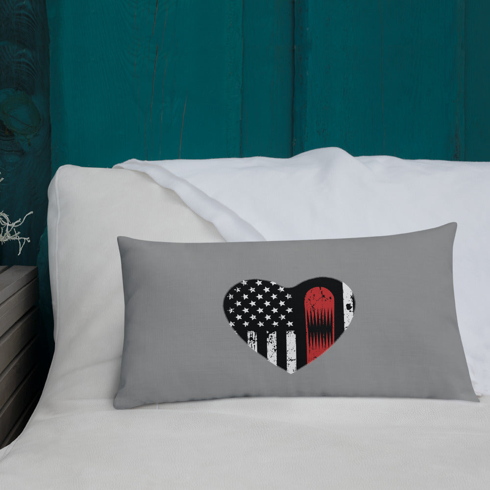 Snowboard USA Heart Flag Grey Premium Pillow - Powderaddicts