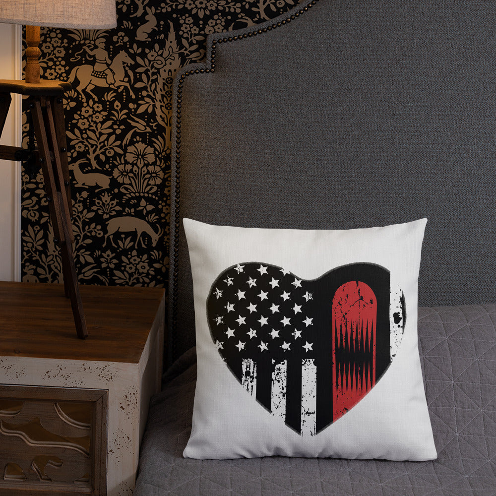 Snowboard USA Flag Heart Premium Pillow - Powderaddicts