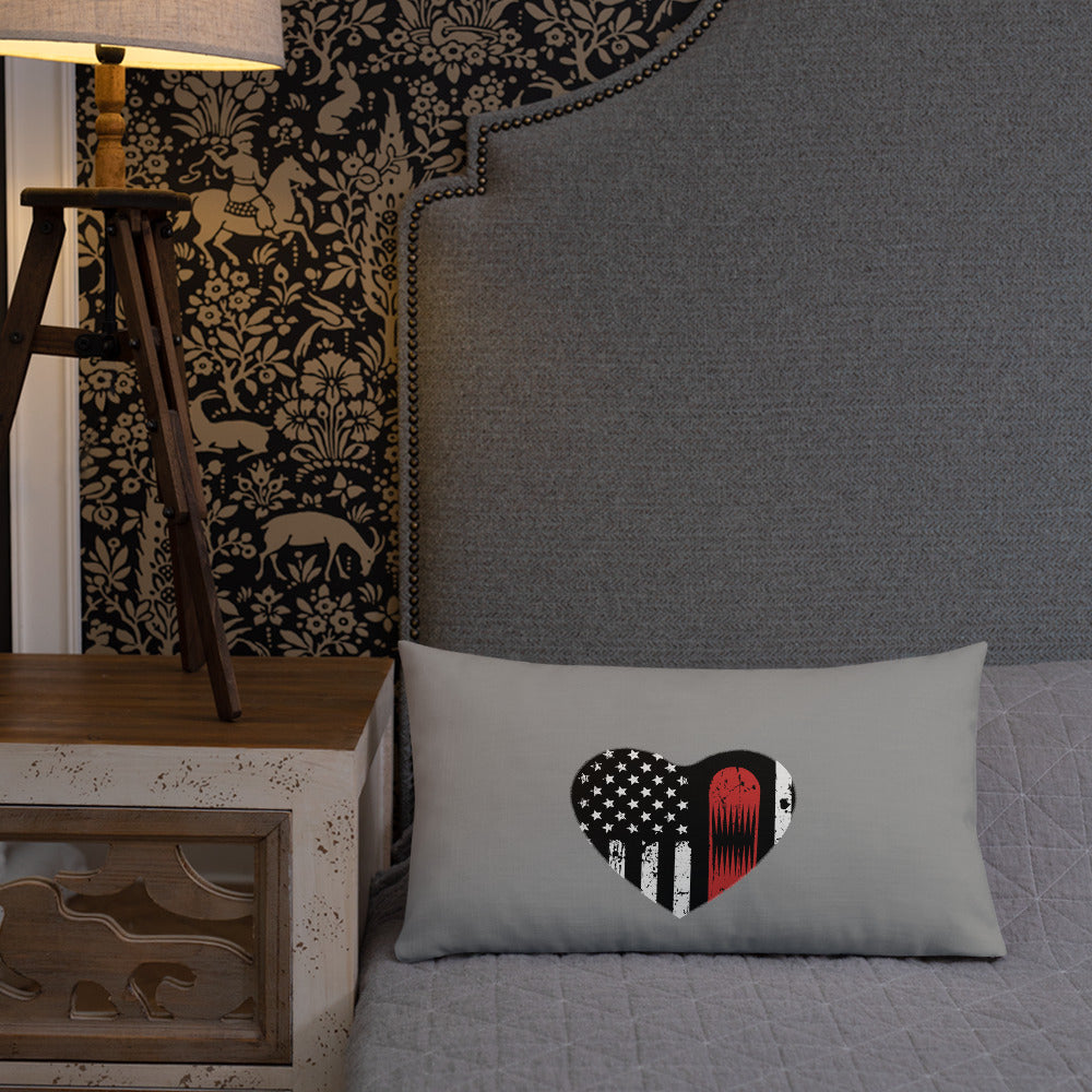 Snowboard USA Heart Flag Grey Premium Pillow - Powderaddicts