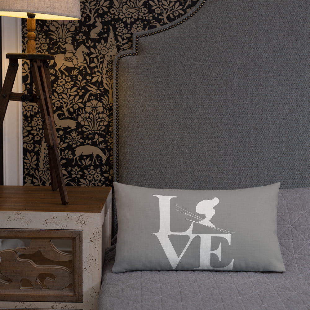 Love Ski Premium Pillow Grey and White - Powderaddicts
