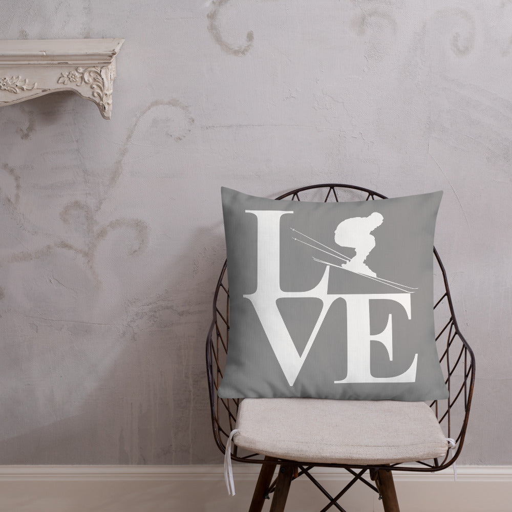 Love Ski Premium Pillow Grey and White - Powderaddicts