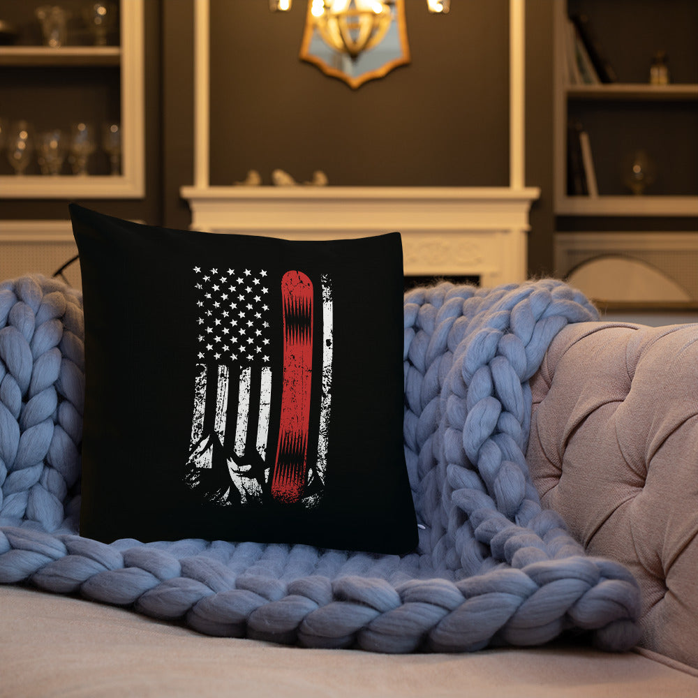 Snowboard USA Flag Premium Pillow - Powderaddicts