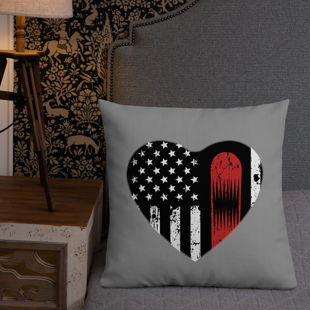 Snowboard USA Heart Flag Grey Premium Pillow - Powderaddicts