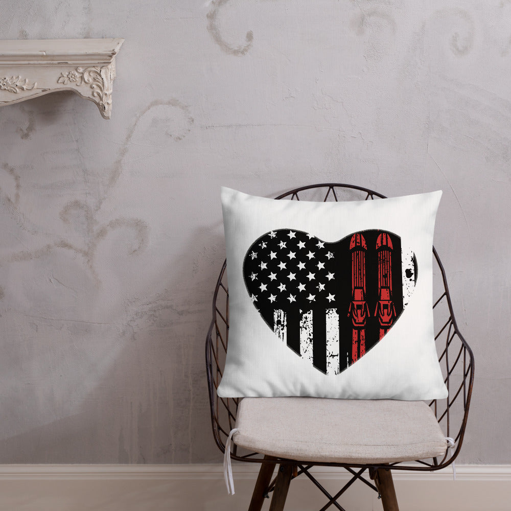 Ski USA Flag Heart Premium Pillow - Powderaddicts
