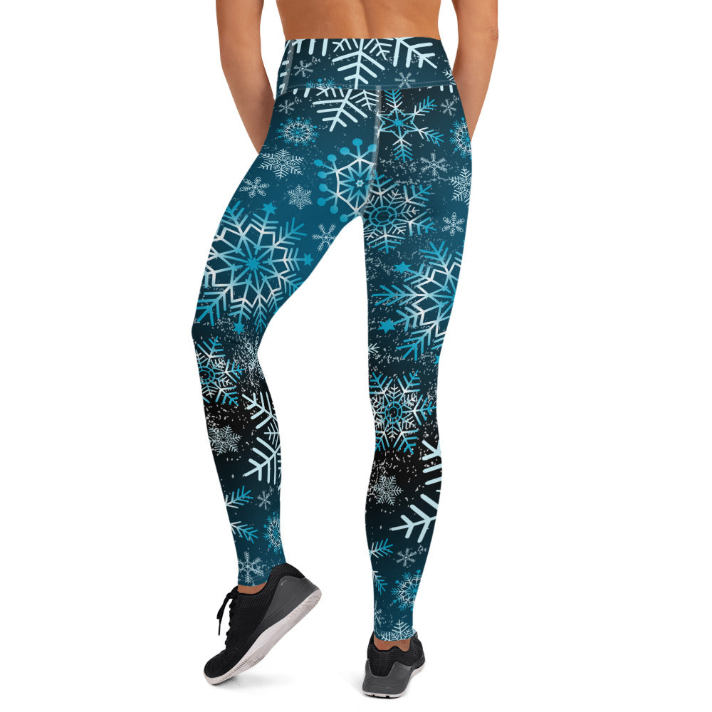 Snow Blue Grunge Yoga Leggings - Powderaddicts