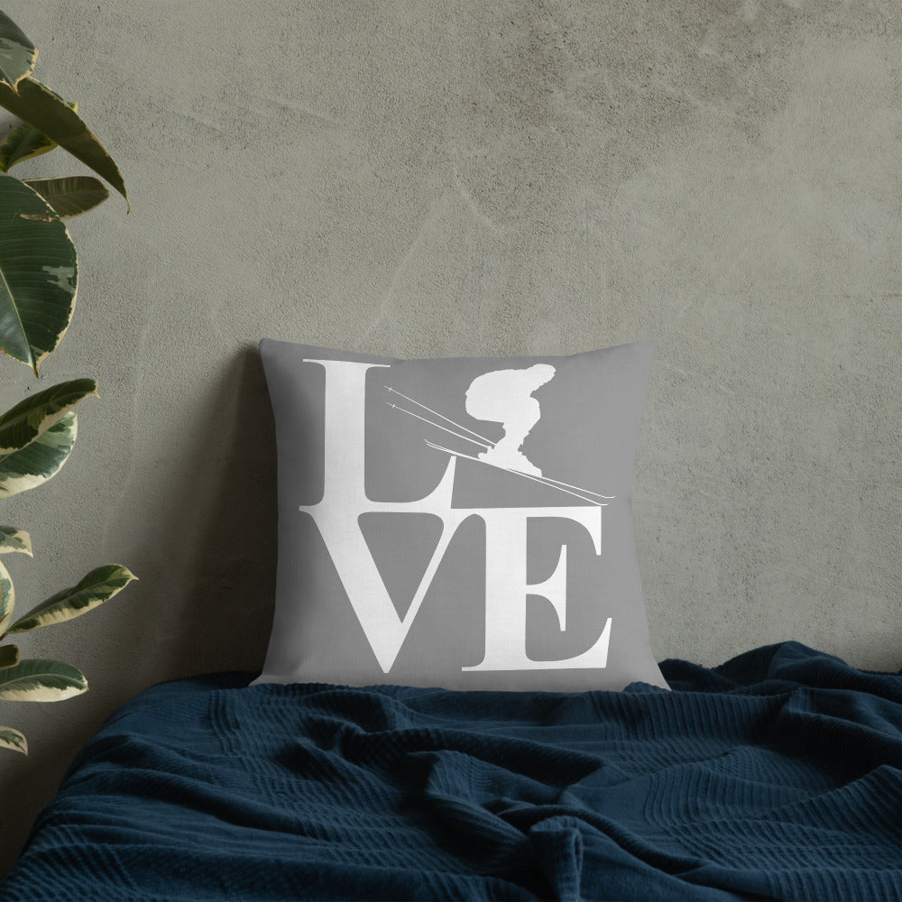 Love Ski Premium Pillow Grey and White - Powderaddicts