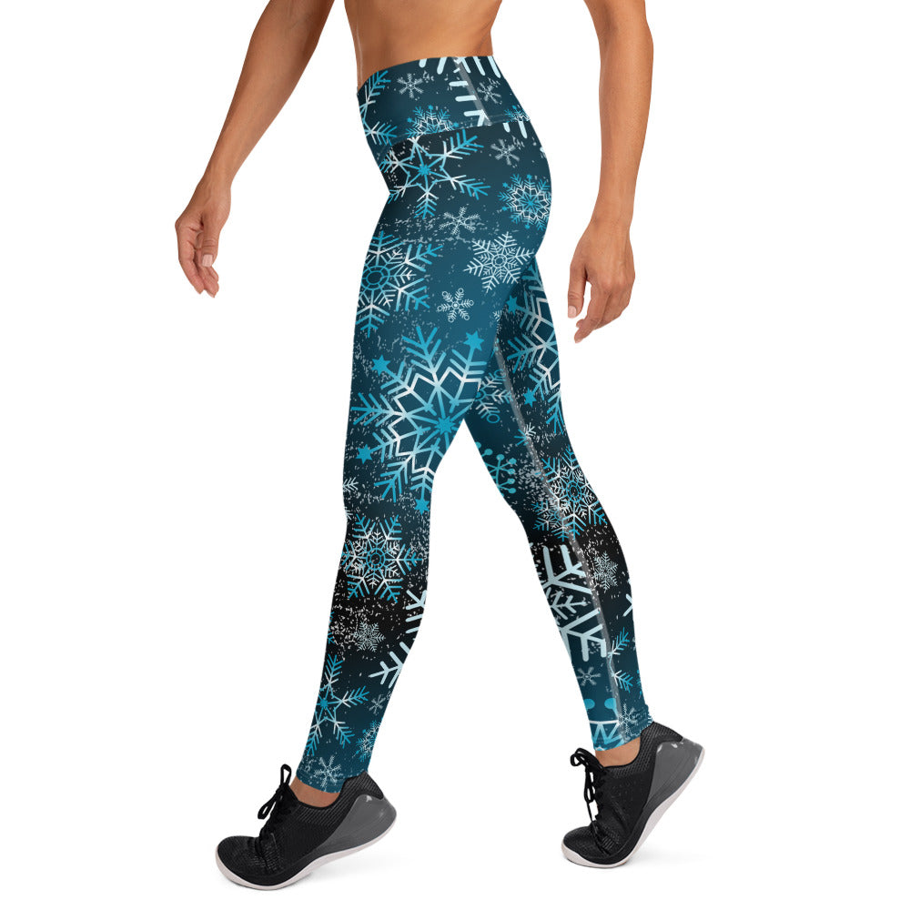 Snow Blue Grunge Yoga Leggings - Powderaddicts