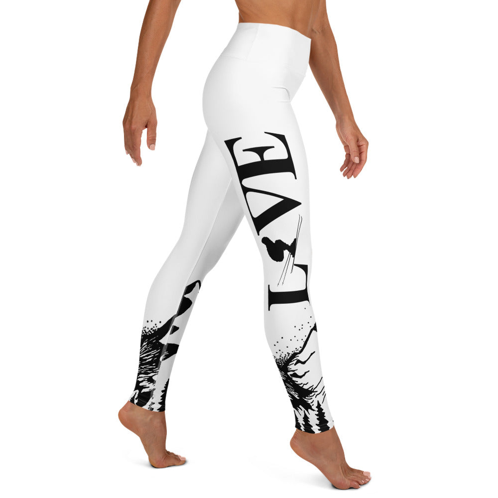 Love Ski White Yoga Leggings - Powderaddicts