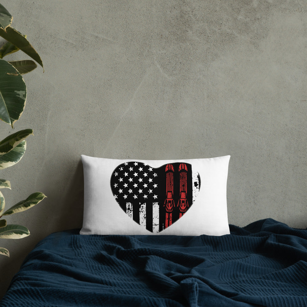 Ski USA Flag Heart Premium Pillow - Powderaddicts