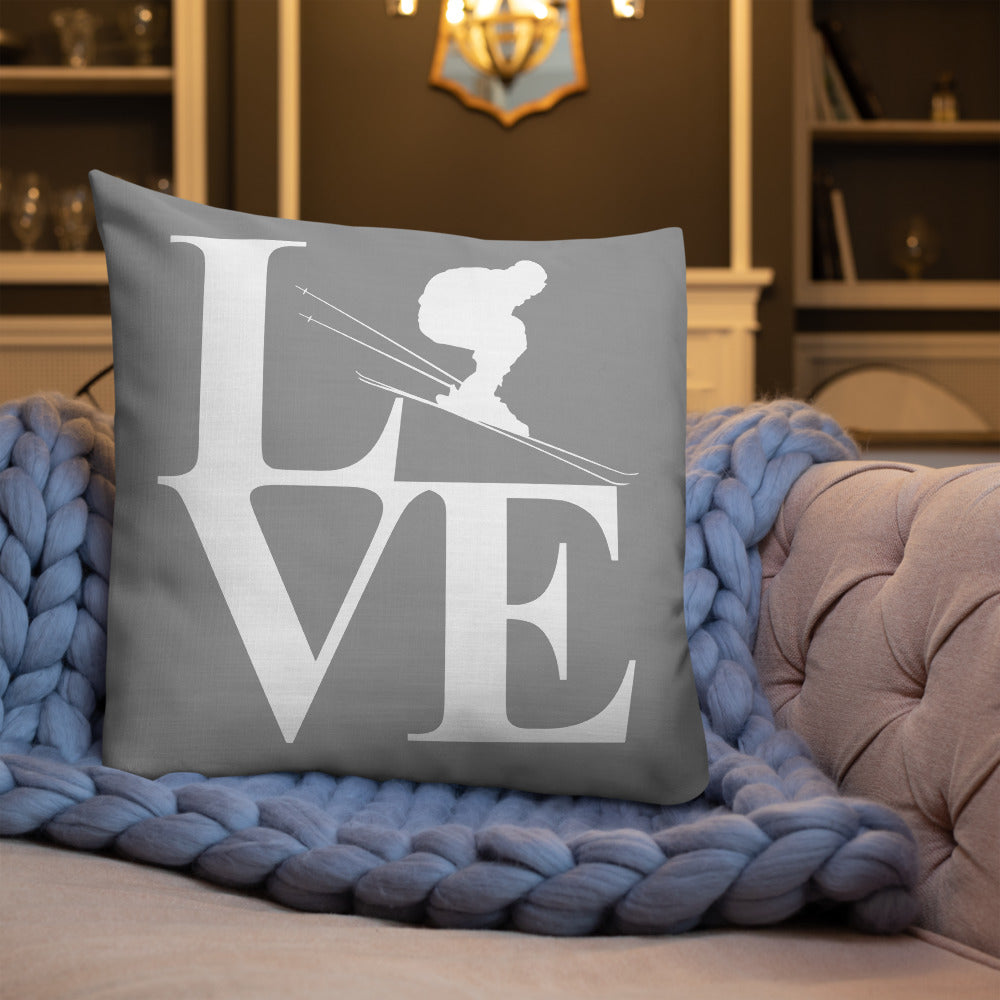 Love Ski Premium Pillow Grey and White - Powderaddicts