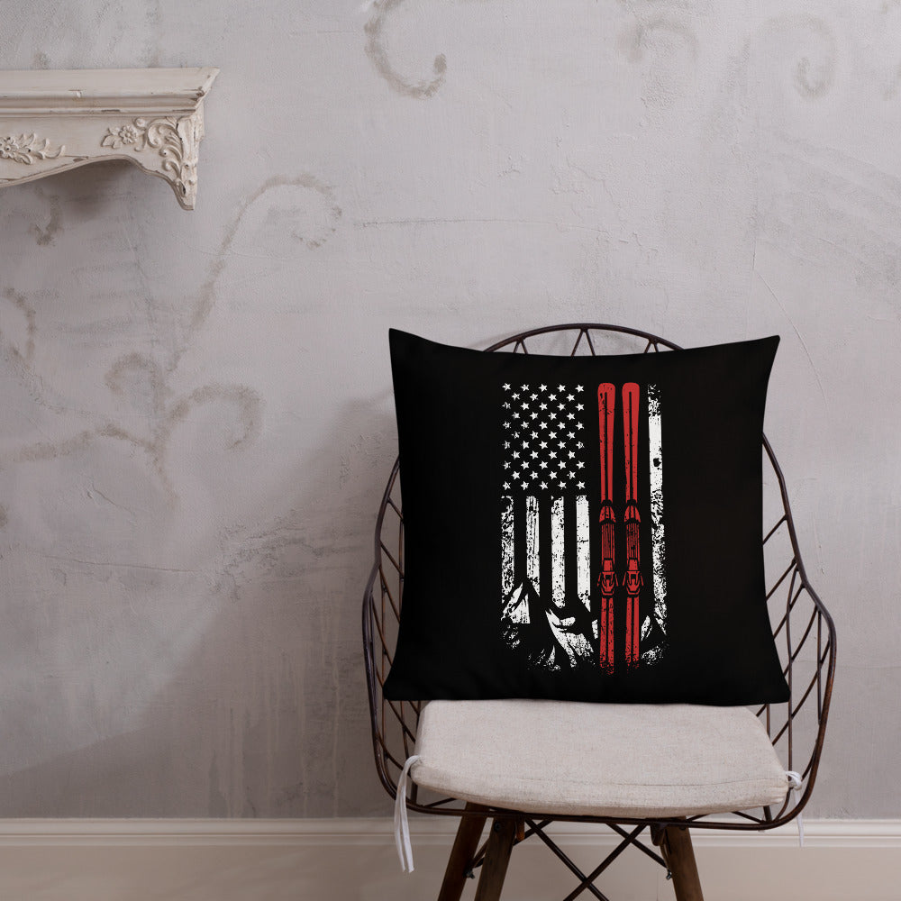 Ski USA Flag Premium Pillow - Powderaddicts