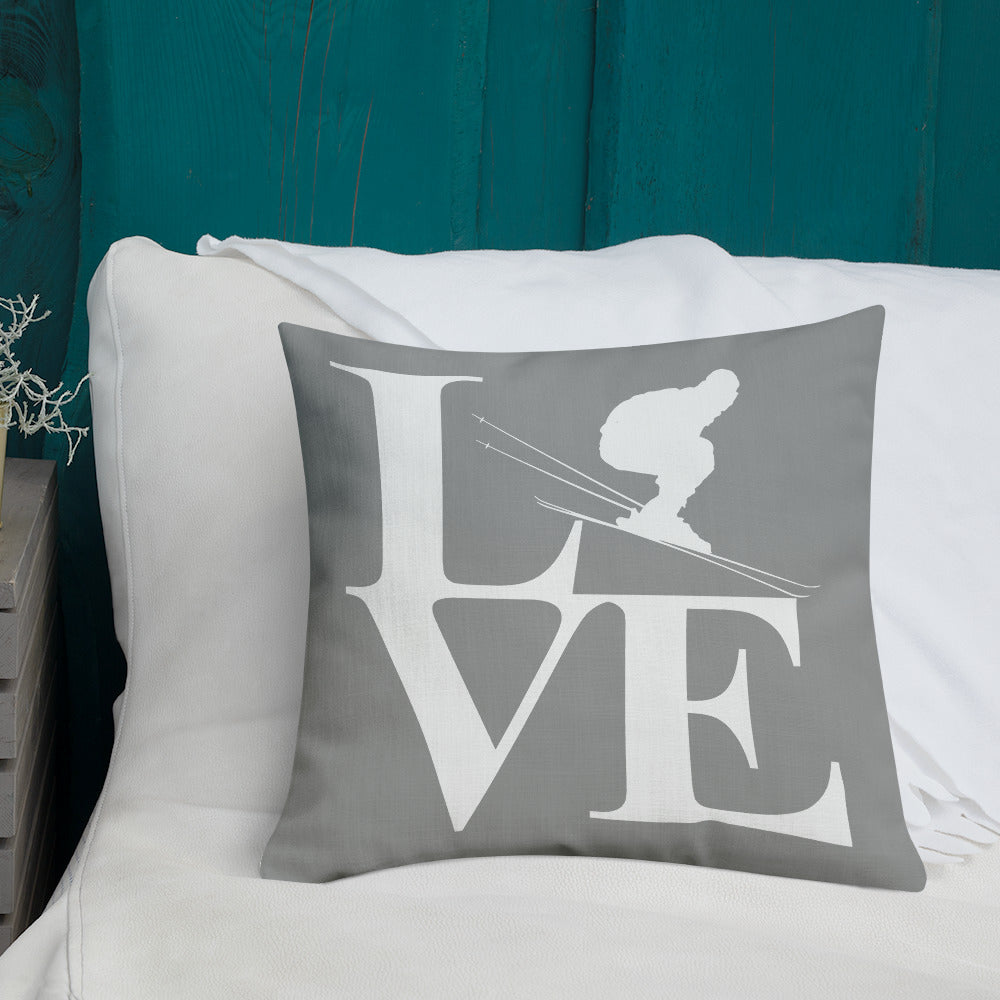 Love Ski Premium Pillow Grey and White - Powderaddicts