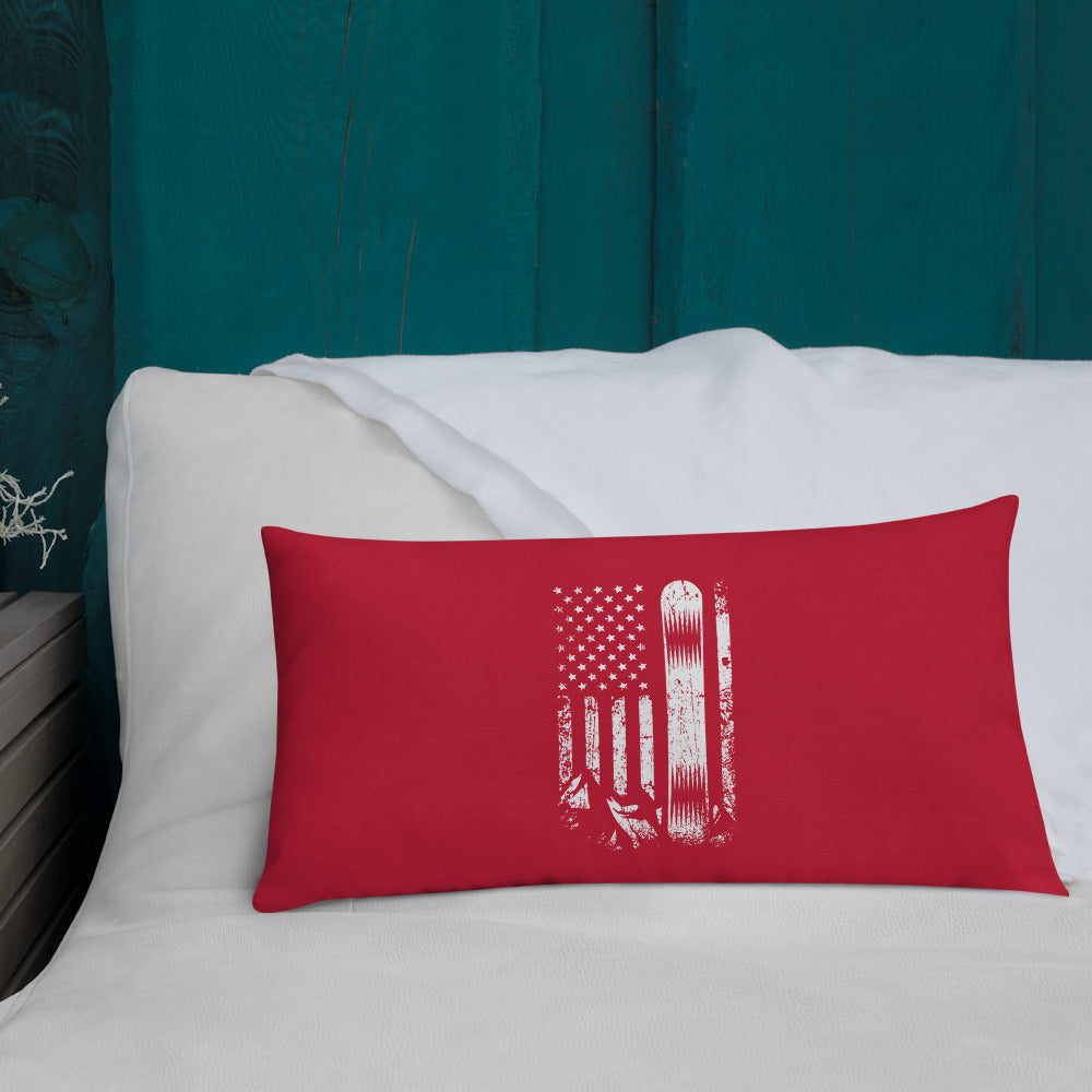 Snowboard USA Flag Red Premium Pillow - Powderaddicts