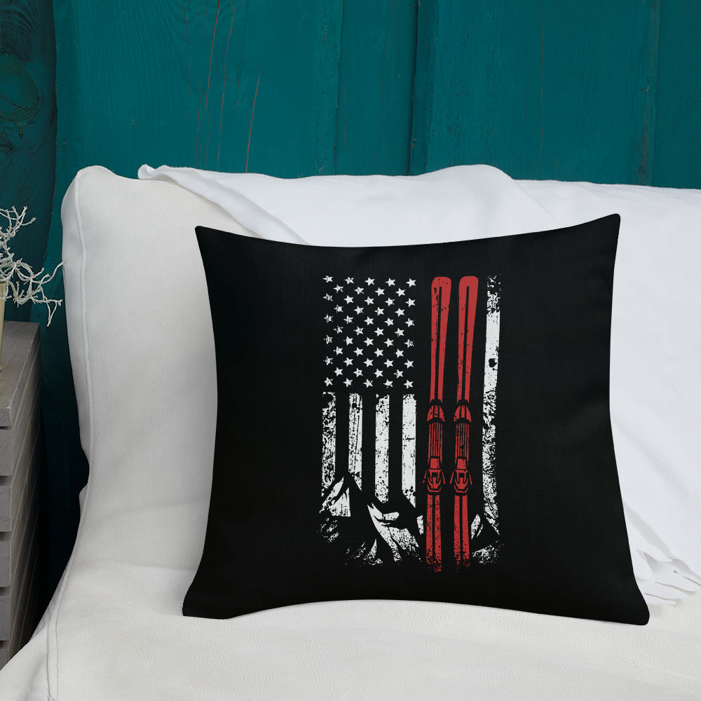 Ski USA Flag Premium Pillow - Powderaddicts