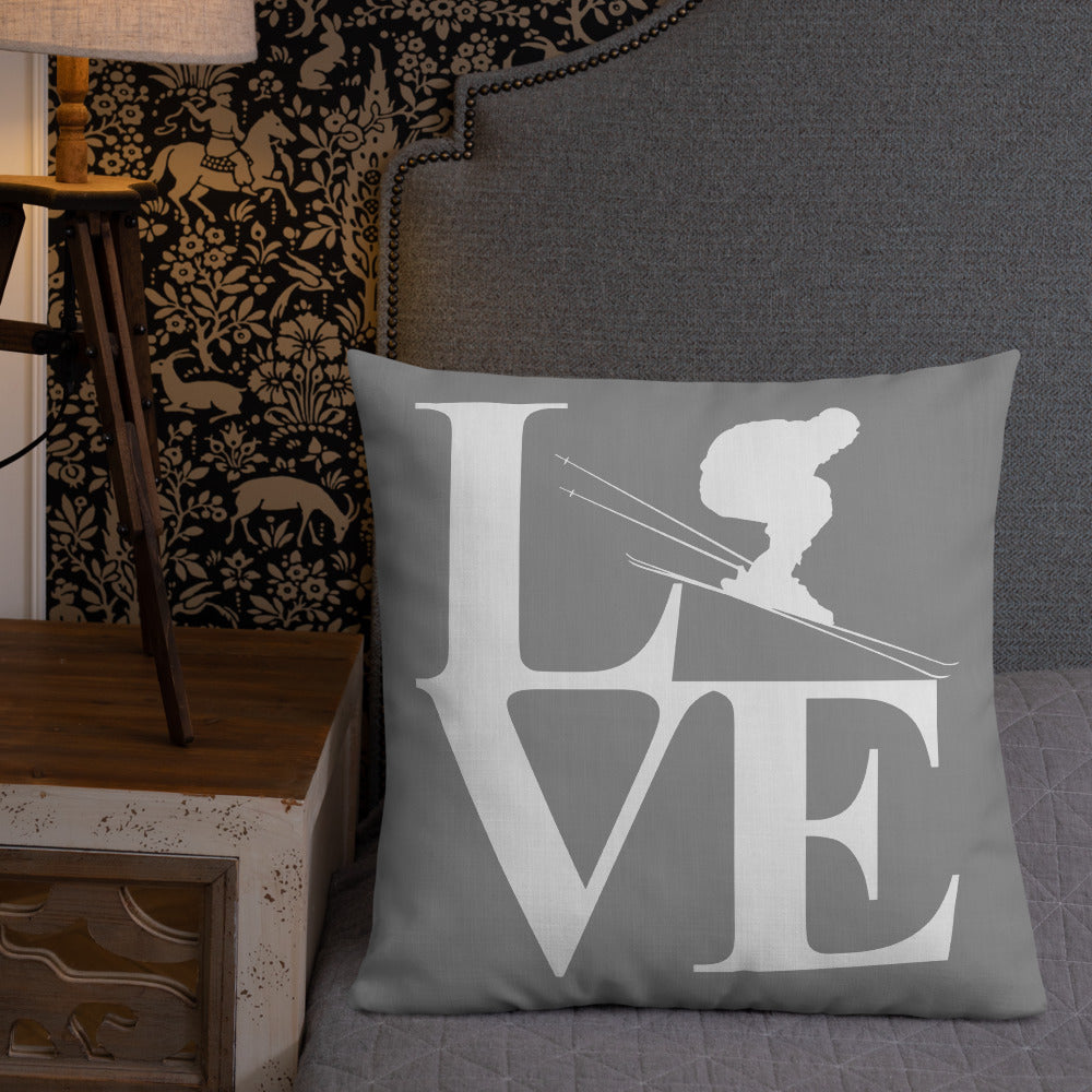 Love Ski Premium Pillow Grey and White - Powderaddicts