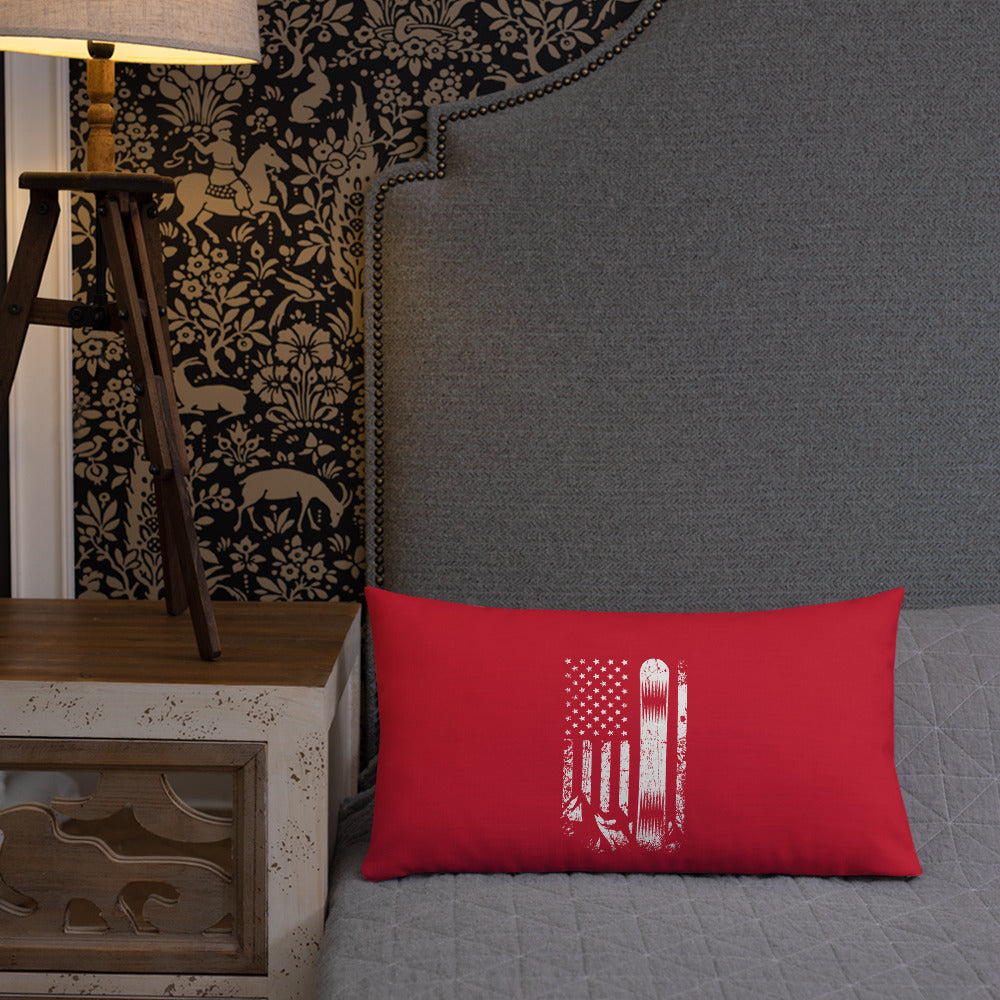 Snowboard USA Flag Red Premium Pillow - Powderaddicts