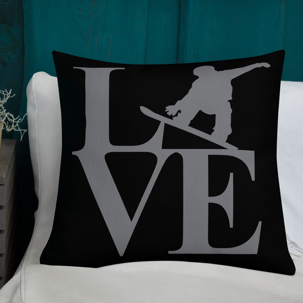 Love Snowboard Premium Pillow - Powderaddicts