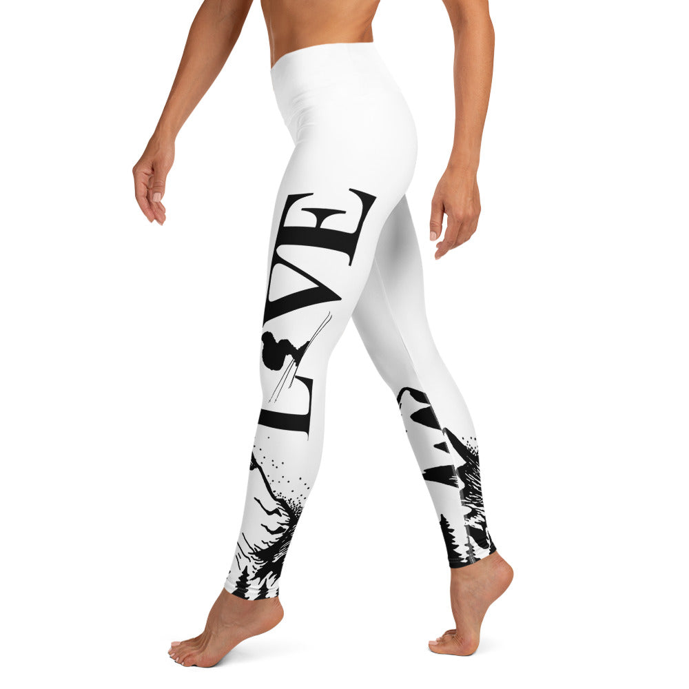 Love Ski White Yoga Leggings - Powderaddicts