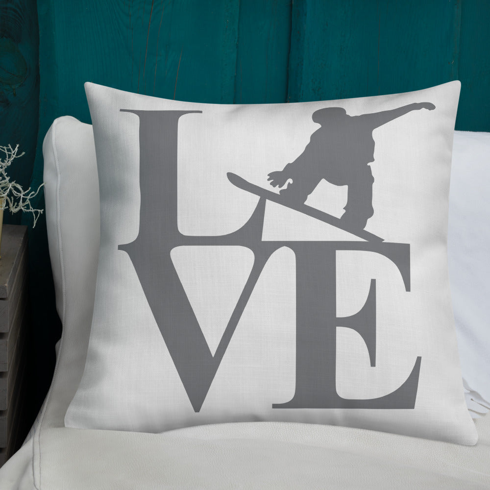 Love Snowboard Premium Pillow - Powderaddicts