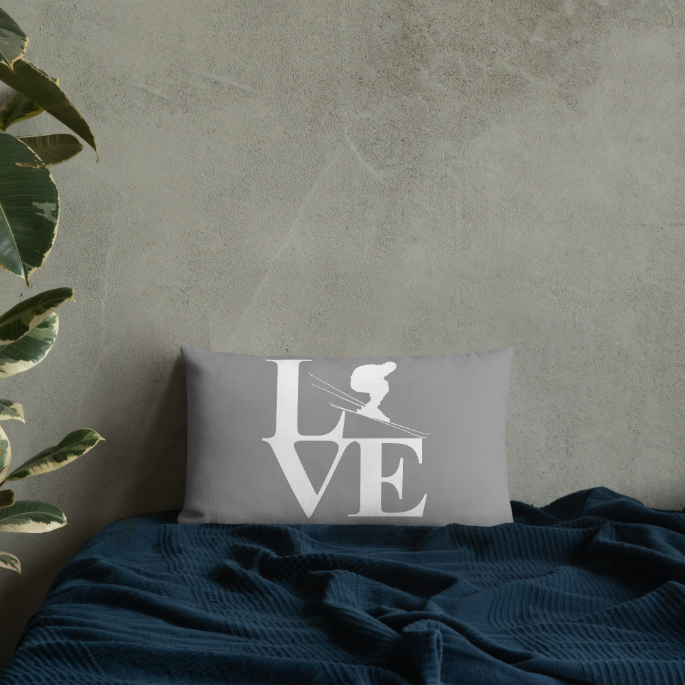 Love Ski Premium Pillow Grey and White - Powderaddicts
