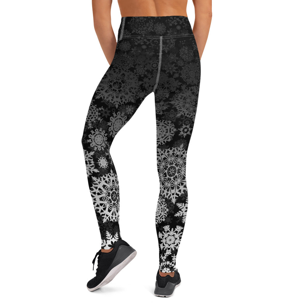 Snow Black and Silver Yoga Leggings - Powderaddicts