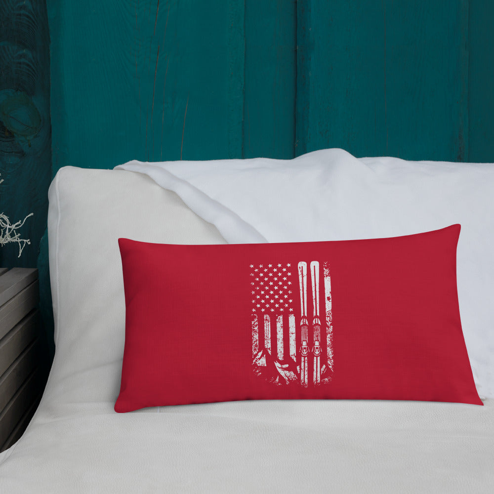 Ski USA Flag Red Premium Pillow - Powderaddicts