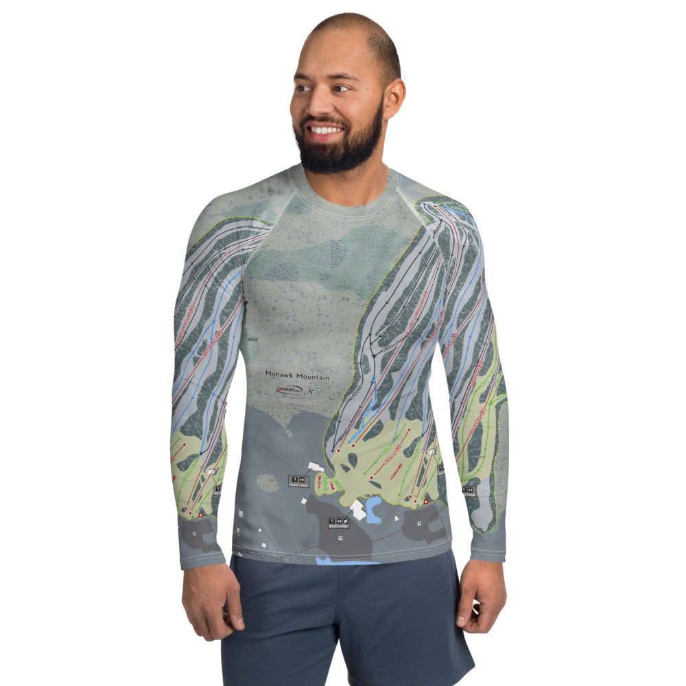 Mohawk Mountain, Connecticut Ski Trail Map Men's Base Layer Top - Powderaddicts