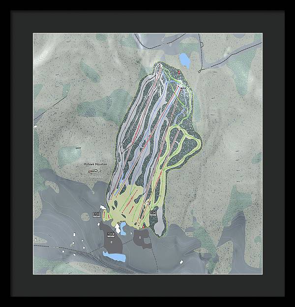 Mohawk Mountain Ski Trail Map - Framed Print - Powderaddicts