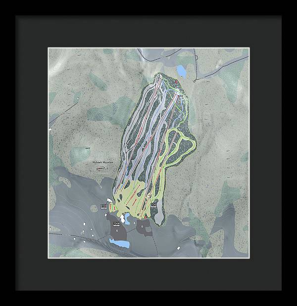 Mohawk Mountain Ski Trail Map - Framed Print - Powderaddicts