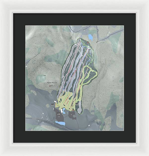 Mohawk Mountain Ski Trail Map - Framed Print - Powderaddicts