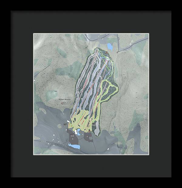 Mohawk Mountain Ski Trail Map - Framed Print - Powderaddicts