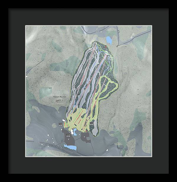 Mohawk Mountain Ski Trail Map - Framed Print - Powderaddicts