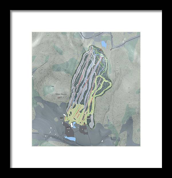 Mohawk Mountain Ski Trail Map - Framed Print - Powderaddicts