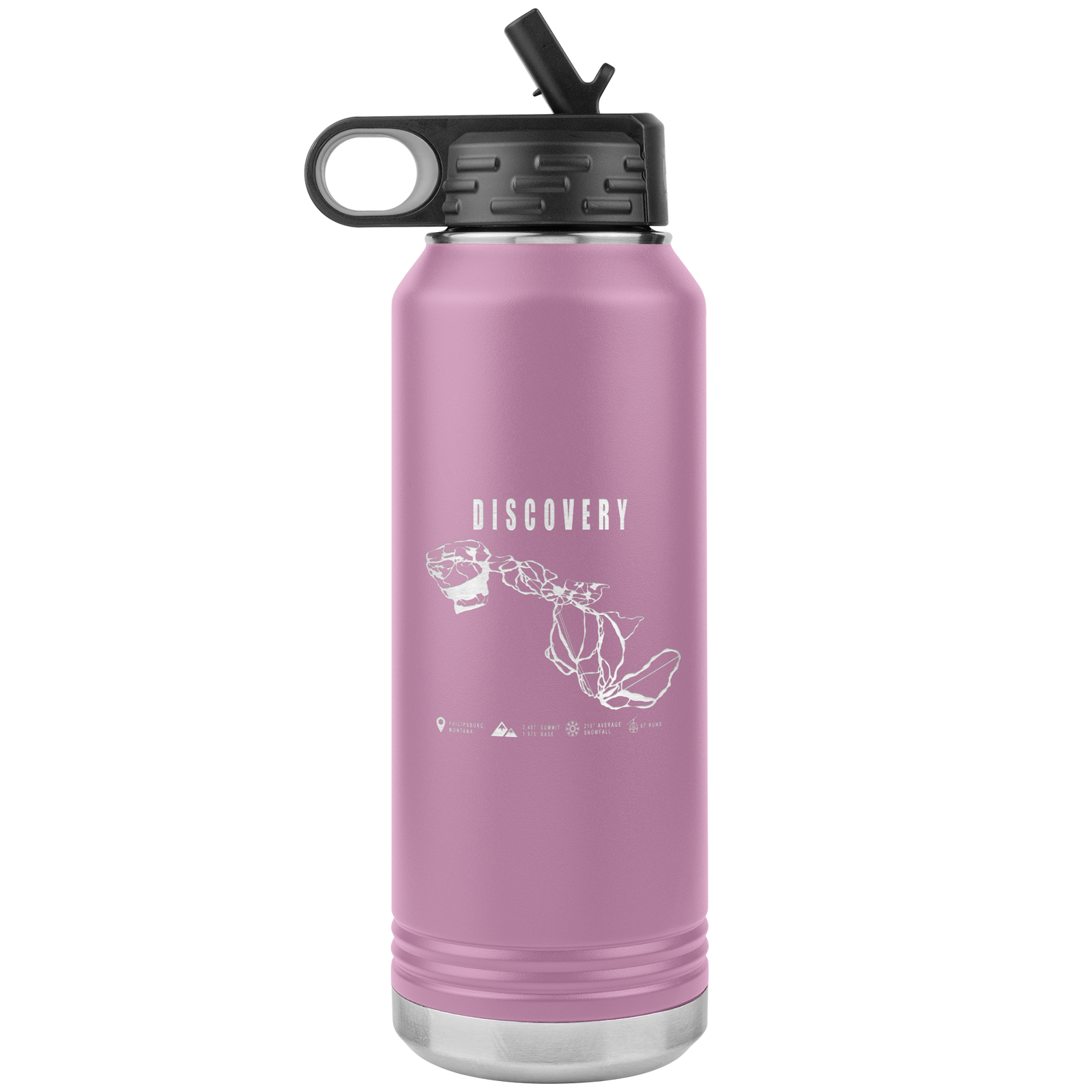 Discovery Montana Ski Trail Map 32oz Water Bottle Tumbler - Powderaddicts