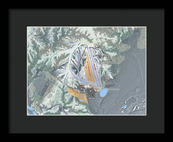 Mont Du Lac Ski Trail Map - Framed Print - Powderaddicts