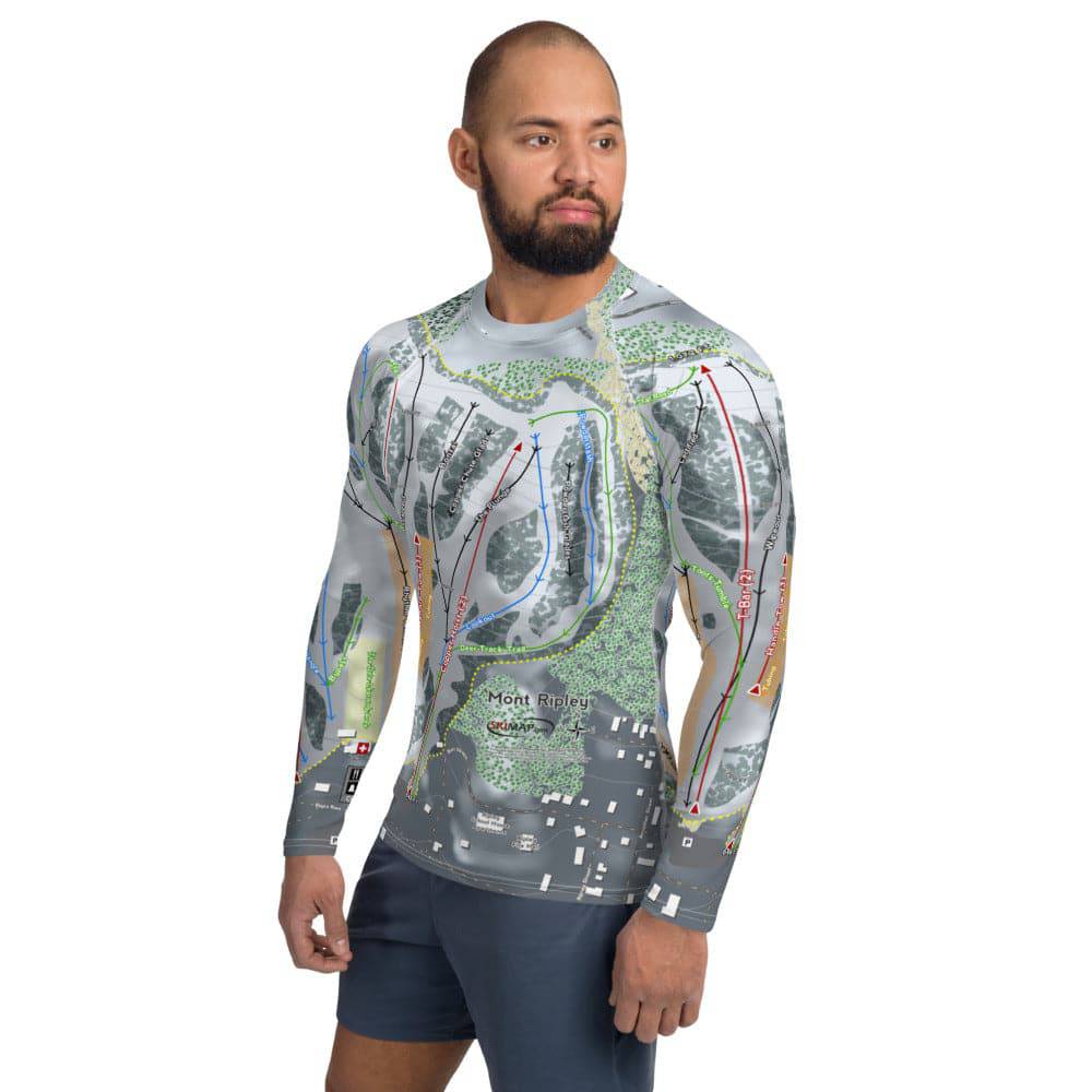 Mont Ripley, Michigan Ski Trail Map Men's Base Layer Top - Powderaddicts