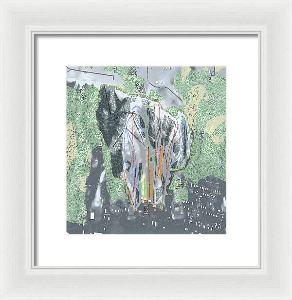 Mont Ripley Ski Trail Map - Framed Print - Powderaddicts