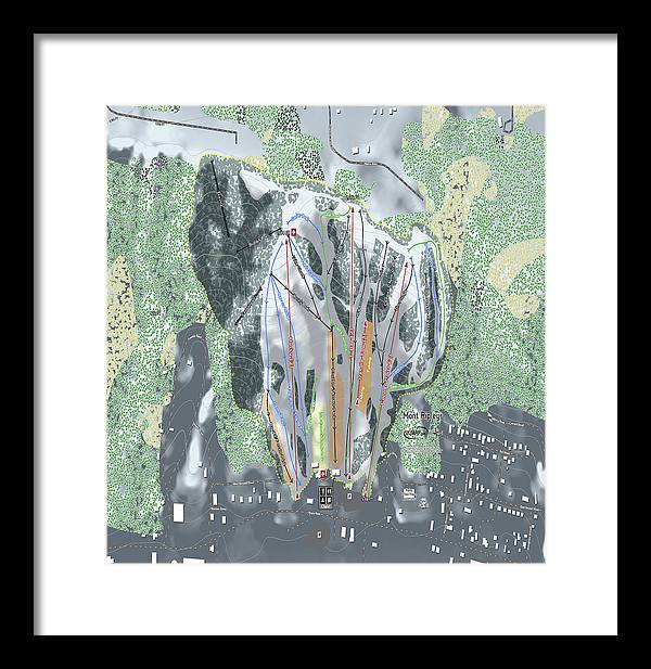 Mont Ripley Ski Trail Map - Framed Print - Powderaddicts