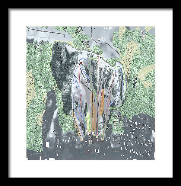 Mont Ripley Ski Trail Map - Framed Print - Powderaddicts