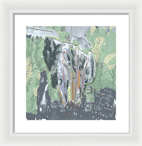 Mont Ripley Ski Trail Map - Framed Print - Powderaddicts