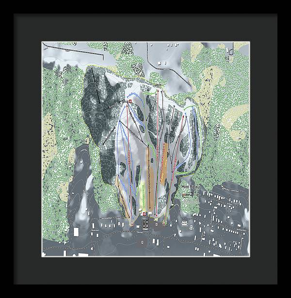 Mont Ripley Ski Trail Map - Framed Print - Powderaddicts
