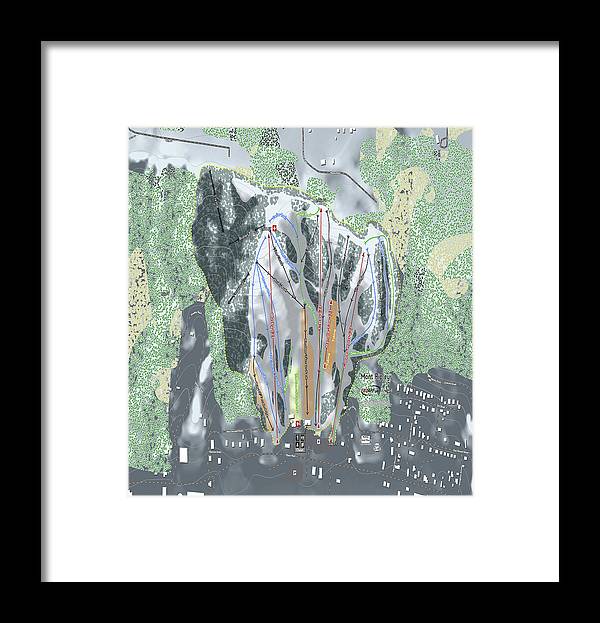 Mont Ripley Ski Trail Map - Framed Print - Powderaddicts