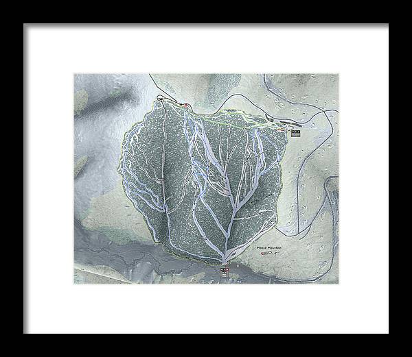 Moose Mountain Ski Trail Map - Framed Print - Powderaddicts